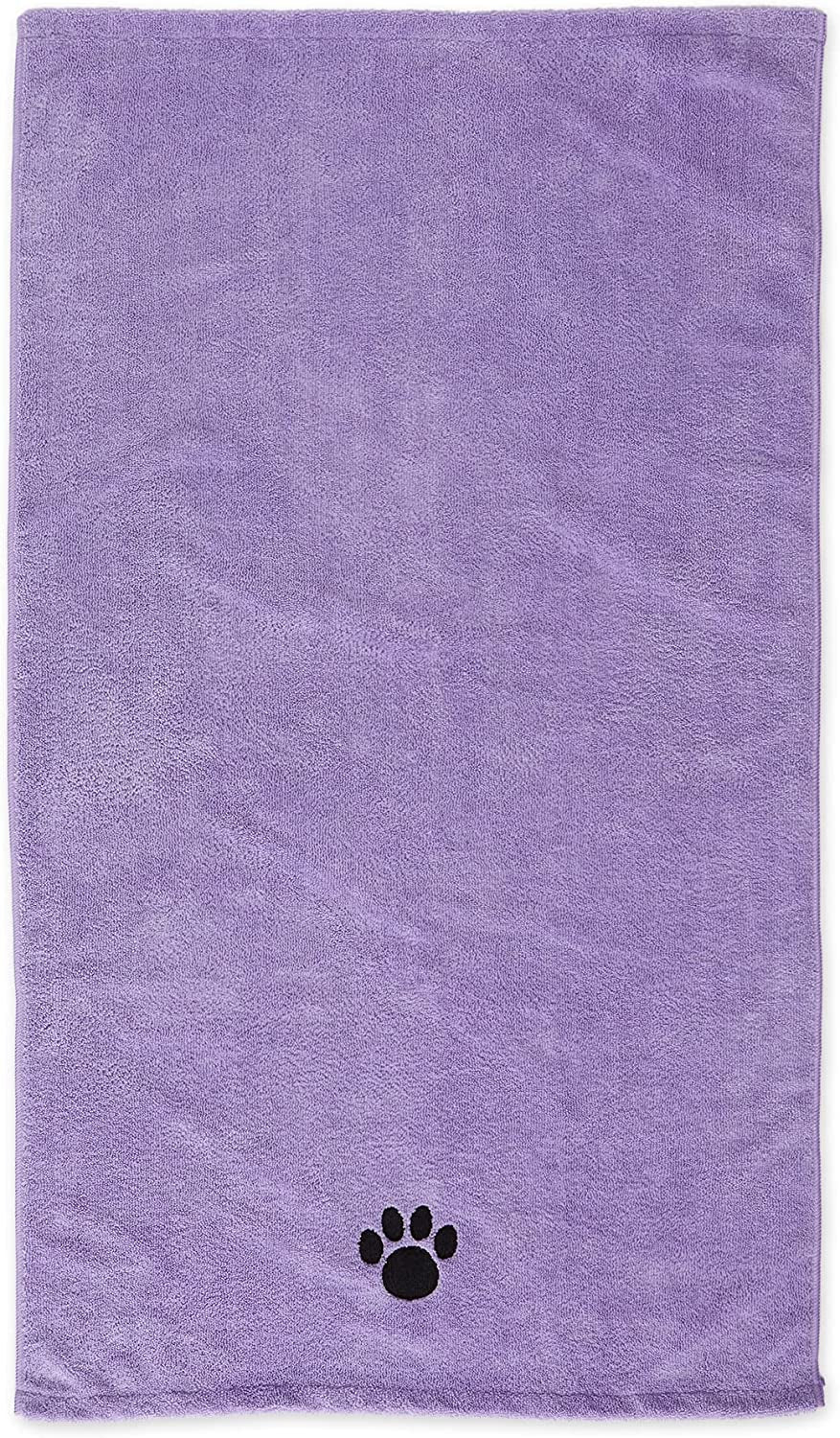 Bone Dry Pet Grooming Towel Collection Absorbent Microfiber X-Large, 41X23.5", Embroidered Gray