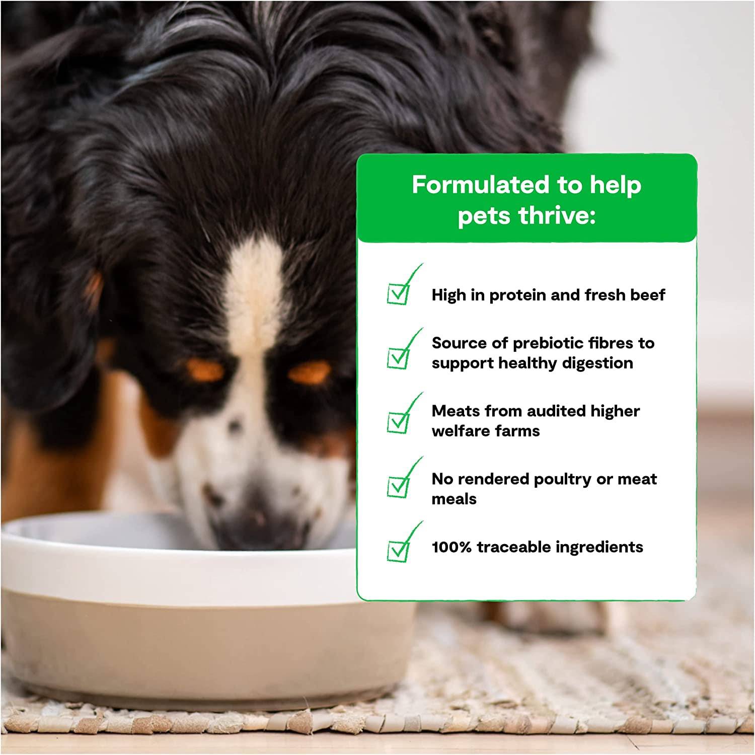 Image of a dog enjoying food from a bowl with a sign promoting pet health.