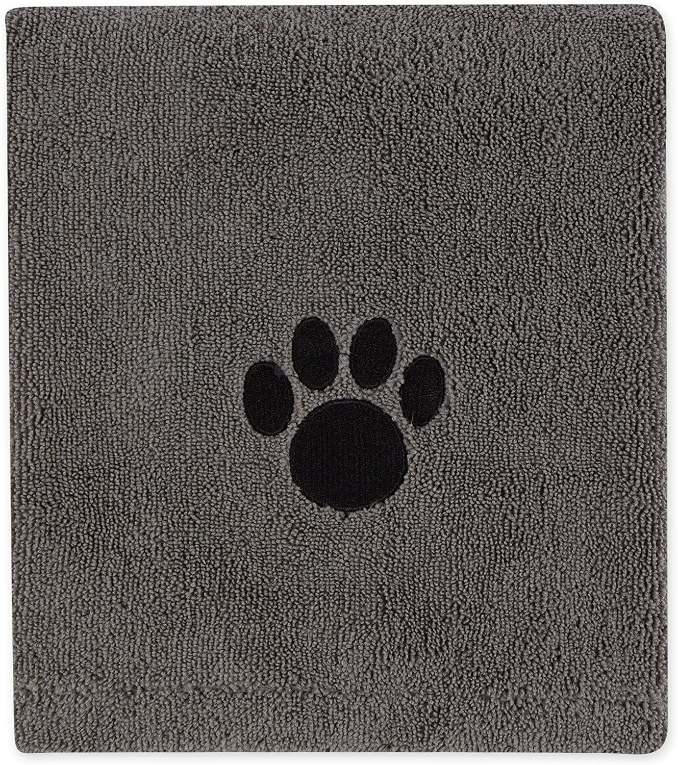 Bone Dry Pet Grooming Towel Collection Absorbent Microfiber X-Large, 41X23.5", Embroidered Gray