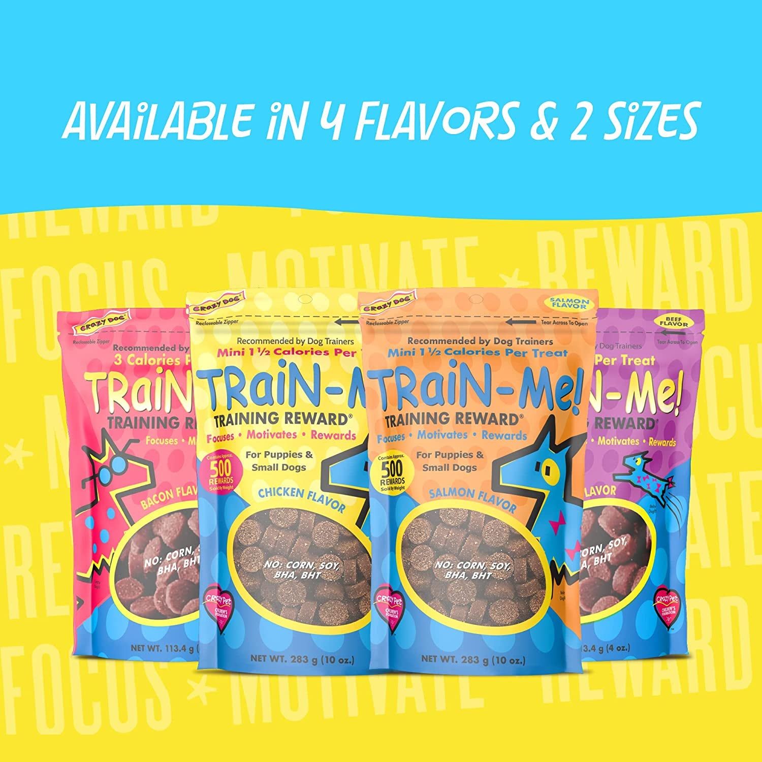 Crazy Dog Train-Me! Training Reward Dog Treats 16 Oz., Bacon Regular - HappyTails