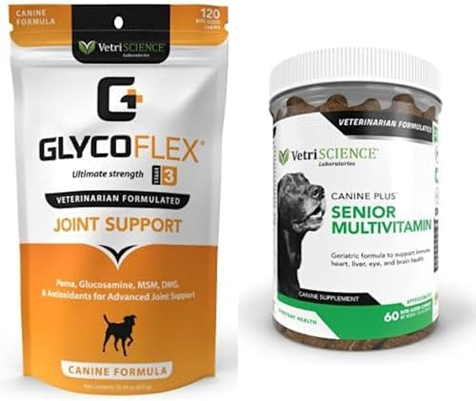 Vetriscience Glycoflex 3 Clinically Proven Hip and Joint Supplement for Dogs - Maximum Strength Dog Supplement with Glucosamine, MSM, Green Lipped Mussel & DMG - 120 Chews, Chicken Flavor​