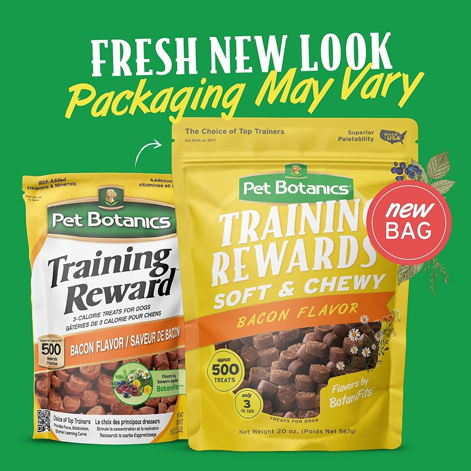 Pet Botanics Training Rewards Treats for Dogs, Made with Real Pork Liver, Focuses, Motivates, Rewards, Speeds up Learning Curve, No BHA, BHT, Ethoxyquin, Bacon, 20 Oz (1 Pack) - HappyTails