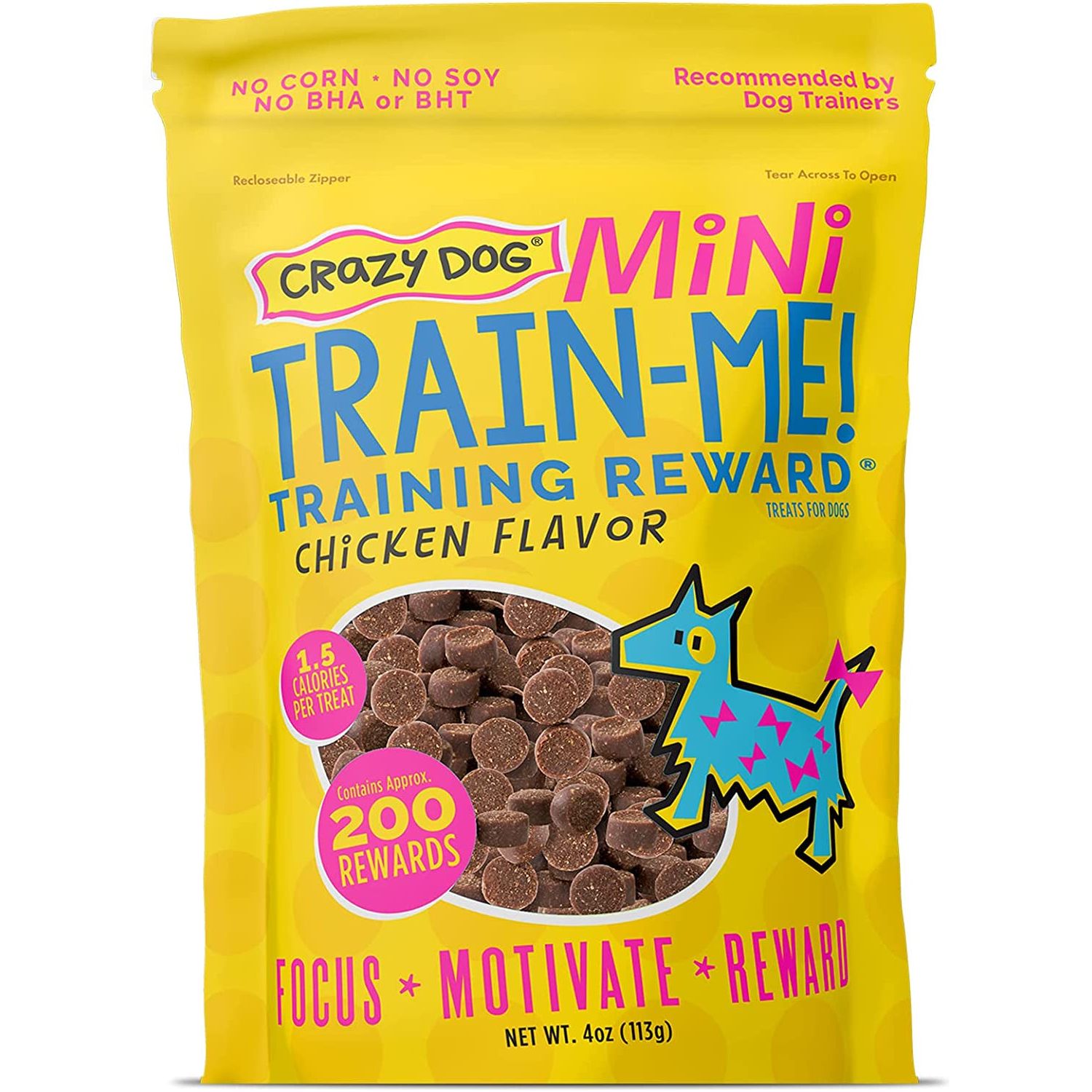 Crazy Dog Train-Me! Training Reward Dog Treats 16 Oz., Bacon Regular - HappyTails