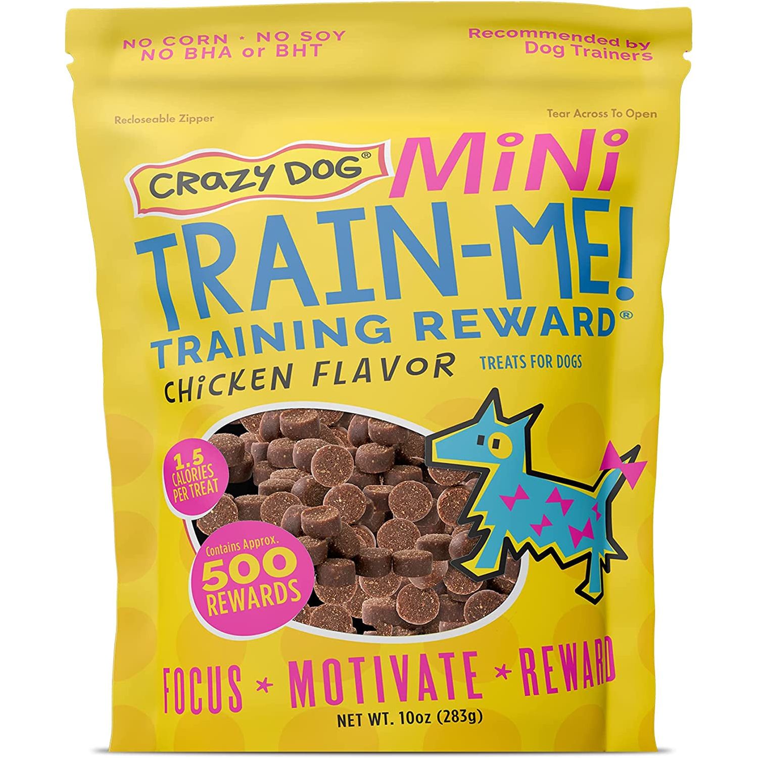 Crazy Dog Train-Me! Training Reward Dog Treats 16 Oz., Bacon Regular - HappyTails