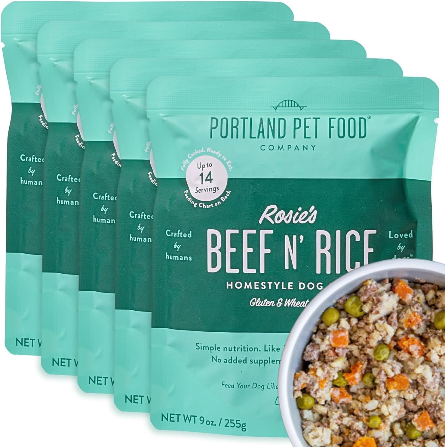 CRAFTED by HUMANS LOVED by DOGS Portland Pet Food Company Human-Grade Dog Food Meal Mixer (4X Wally'S Fish/ 4X Rosie'S Beef)