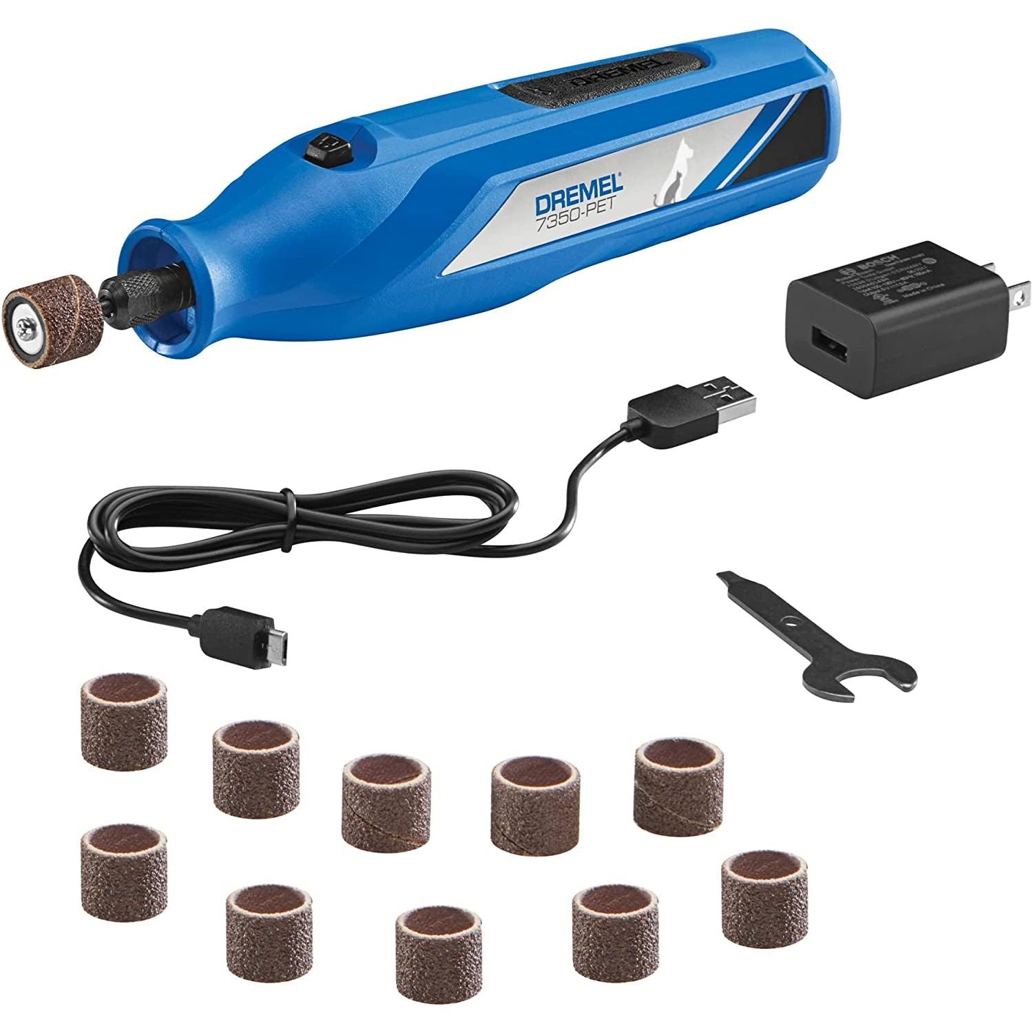 Dremel 7350-PET 4V Pet & Dog Nail Grinder, Easy-To-Use & Safe Nail Trimmer, Professional Pet Grooming Kit - Works on Large, Medium, Small Dogs & Cats - HappyTails