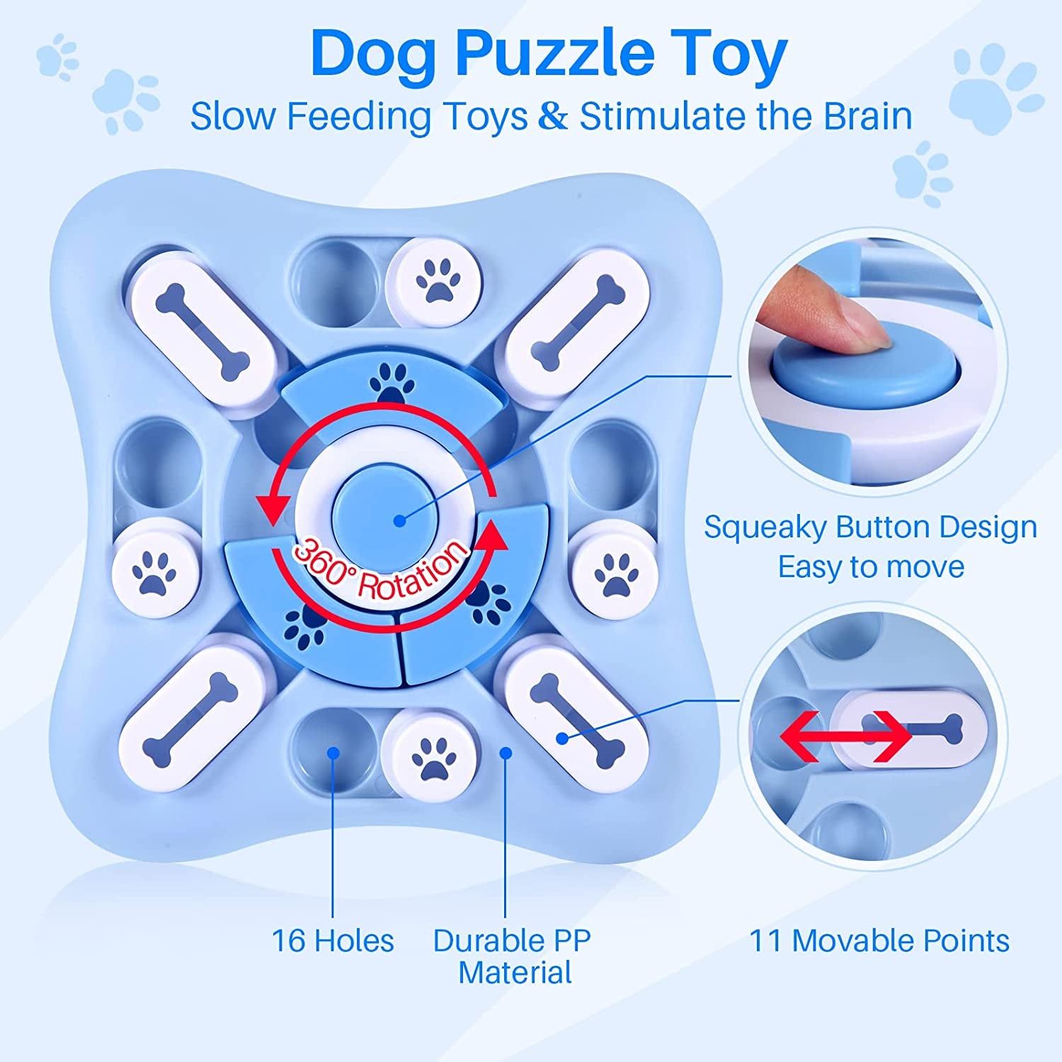 Interactive Dog Puzzle Toys for Large Medium Small Smart Dogs, Squeaky Enrichment Mentally Stimulation Toys for Training, Dog Treat Chew Toy for Puppy&Cats - HappyTails