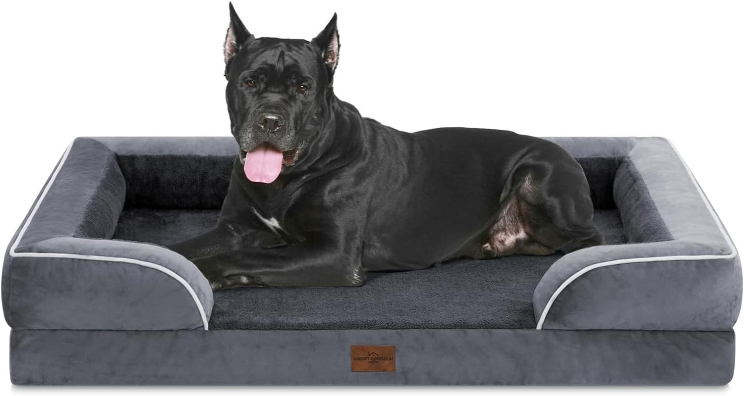 Waterproof Orthopedic Foam Dog Beds for Extra Large Dogs Durable Dog Sofa Pet Bed Washable Removable Cover with Zipper and Bolster