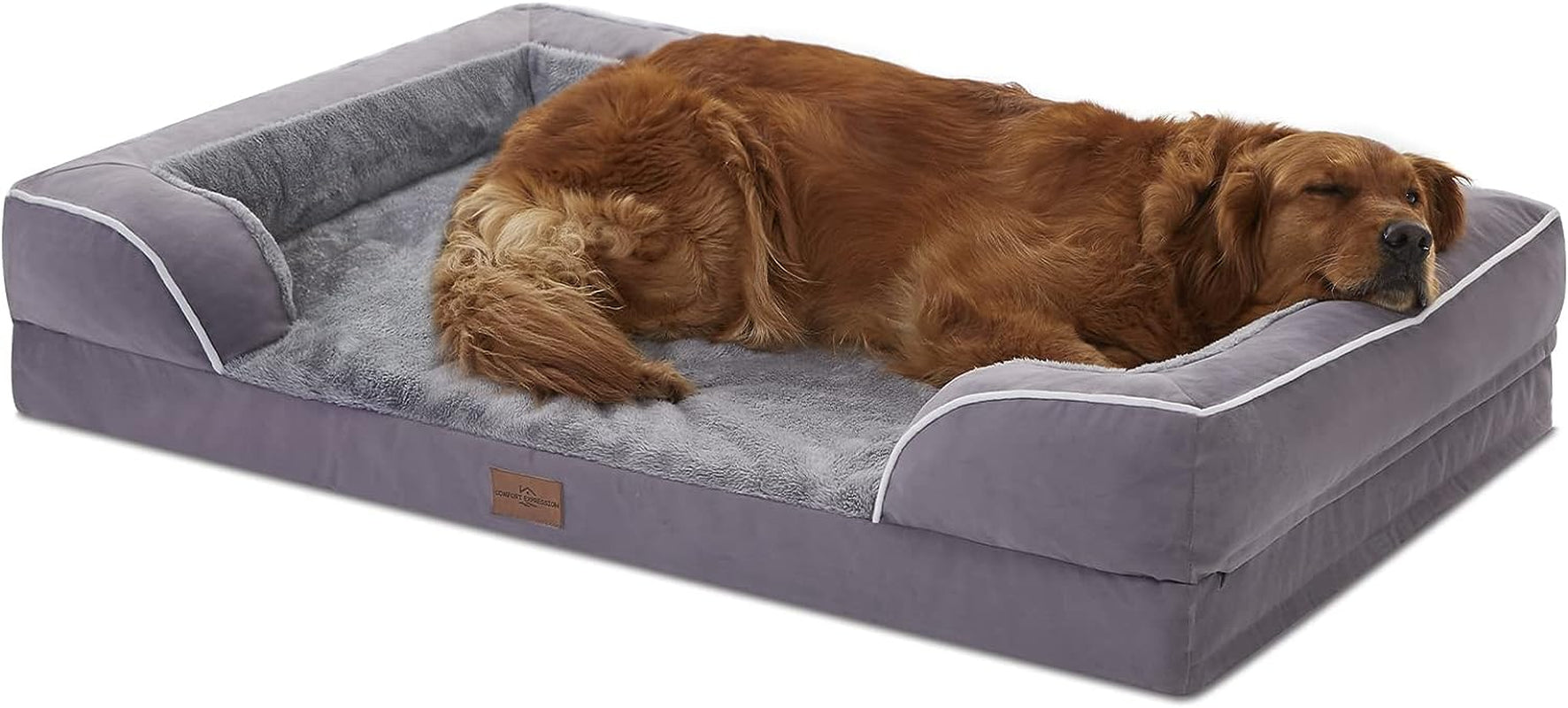 Waterproof Orthopedic Foam Dog Beds for Extra Large Dogs Durable Dog Sofa Pet Bed Washable Removable Cover with Zipper and Bolster