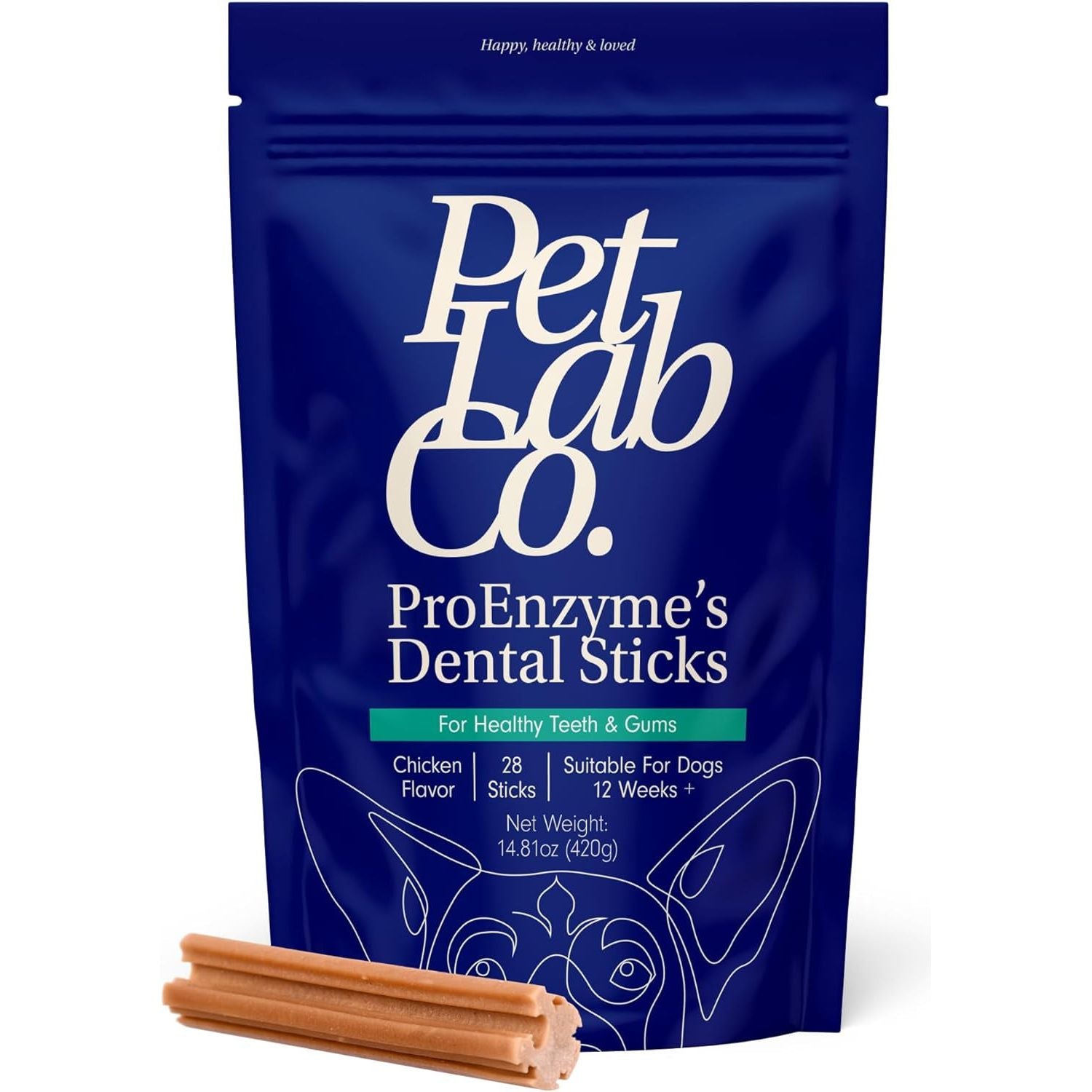 Petlab Co. Dental Sticks – Dog Dental Chews -Target Plaque & Tartar Build-Up at the Source - Designed to Maintain Your Dog’S Oral Health, Keep Breath Fresh and Provide Digestive Help (6 Sticks) - HappyTails