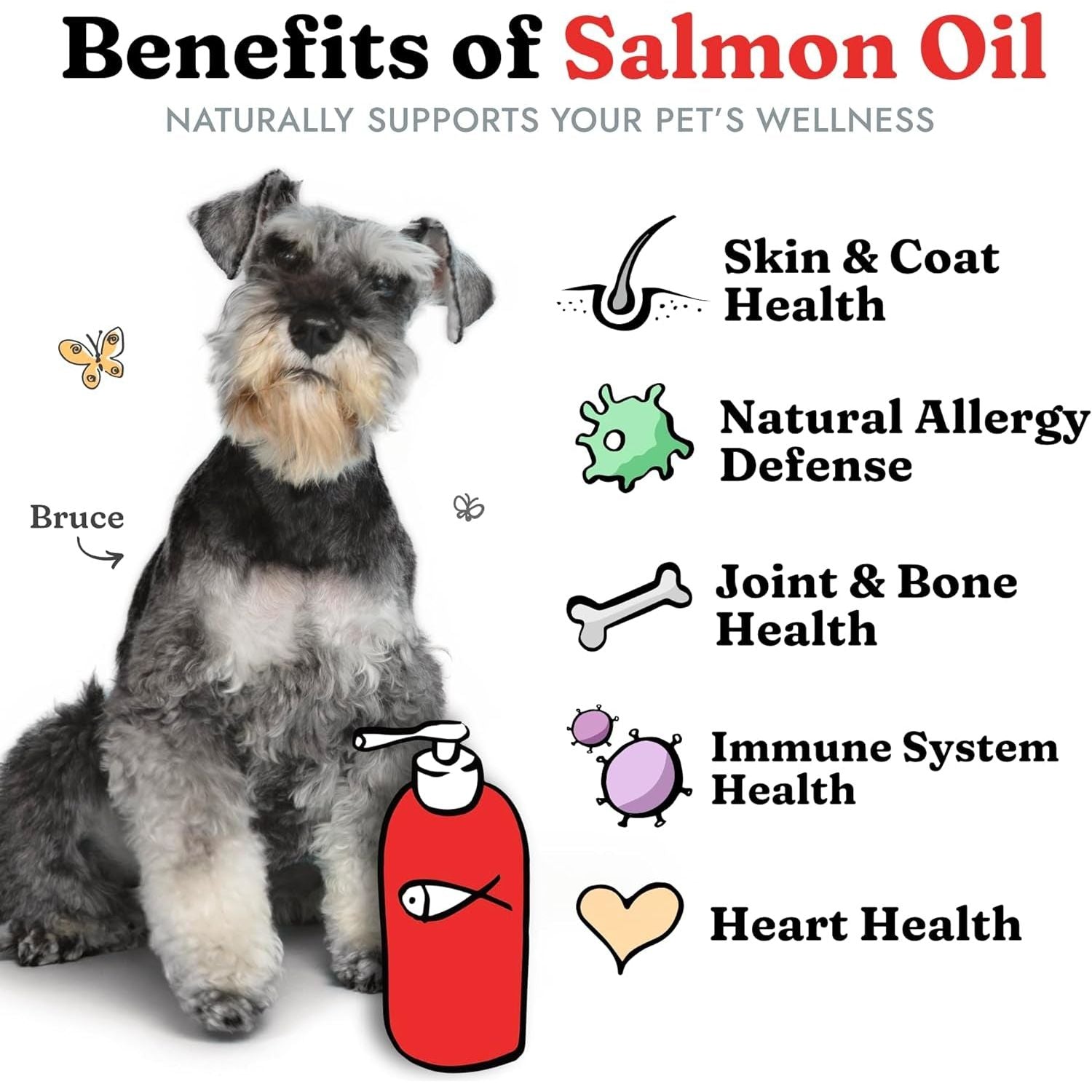 Salmon Oil for Dogs & Cats - Healthy Skin & Coat, Fish Oil, Omega 3 EPA DHA, Liquid Food Supplement for Pets, All Natural, Supports Joint & Bone Health, Natural Allergy & Inflammation Defense, 16 Oz - HappyTails