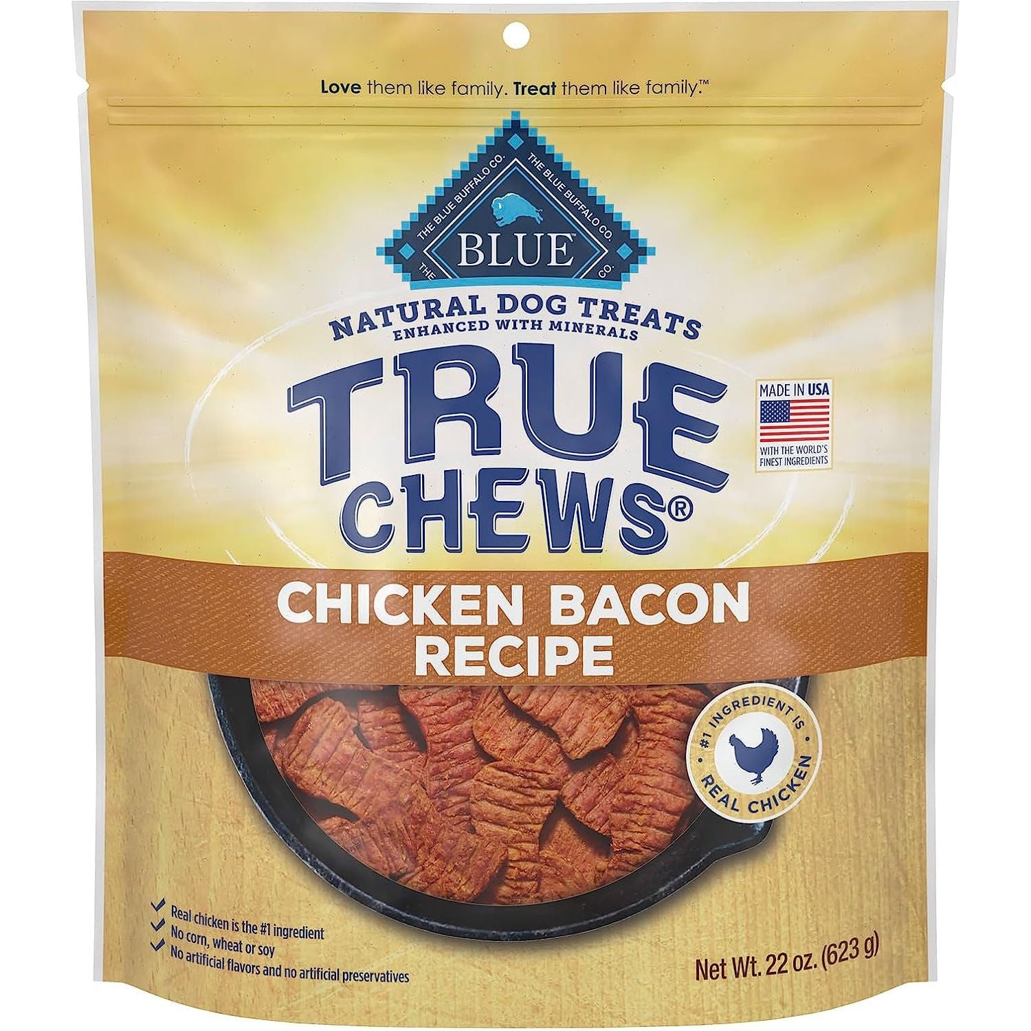 Blue Buffalo True Chews Premium Jerky Cuts Dog Treats, Made in the USA with Natural Ingredients and No Antibiotics Ever, Chicken, 4-Oz. Bag - HappyTails