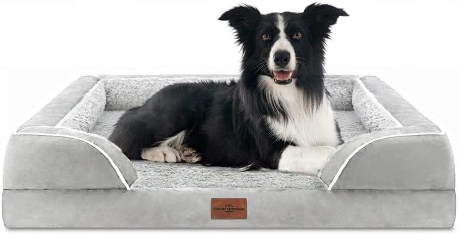 Waterproof Orthopedic Foam Dog Beds for Extra Large Dogs Durable Dog Sofa Pet Bed Washable Removable Cover with Zipper and Bolster