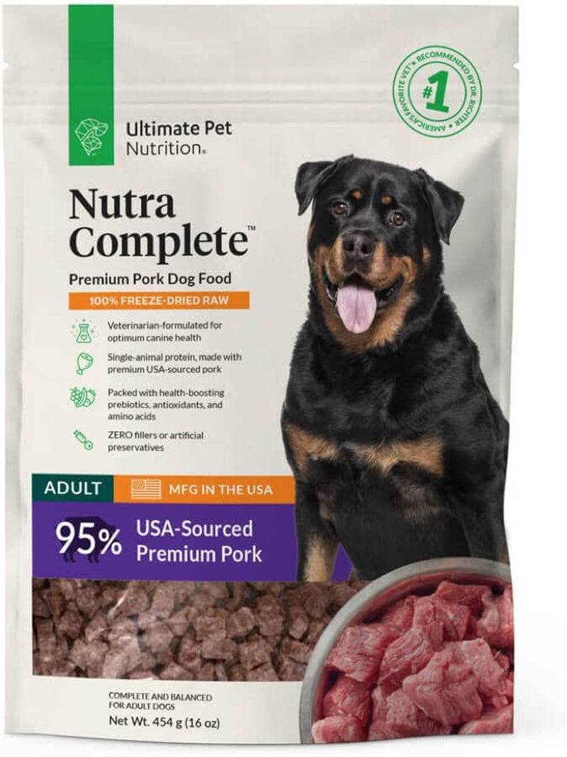 ULTIMATE PET NUTRITION Nutra Complete, 100% Freeze Dried Veterinarian Formulated Raw Dog Food with Antioxidants Prebiotics and Amino Acids, (3 Pound, Beef)