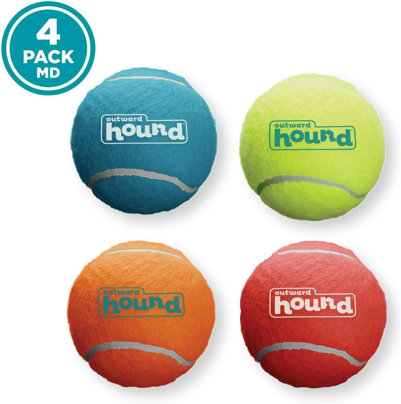 Outward Hound Squeaker Ballz Fetch Dog Toy, Medium - 4 Pack - HappyTails