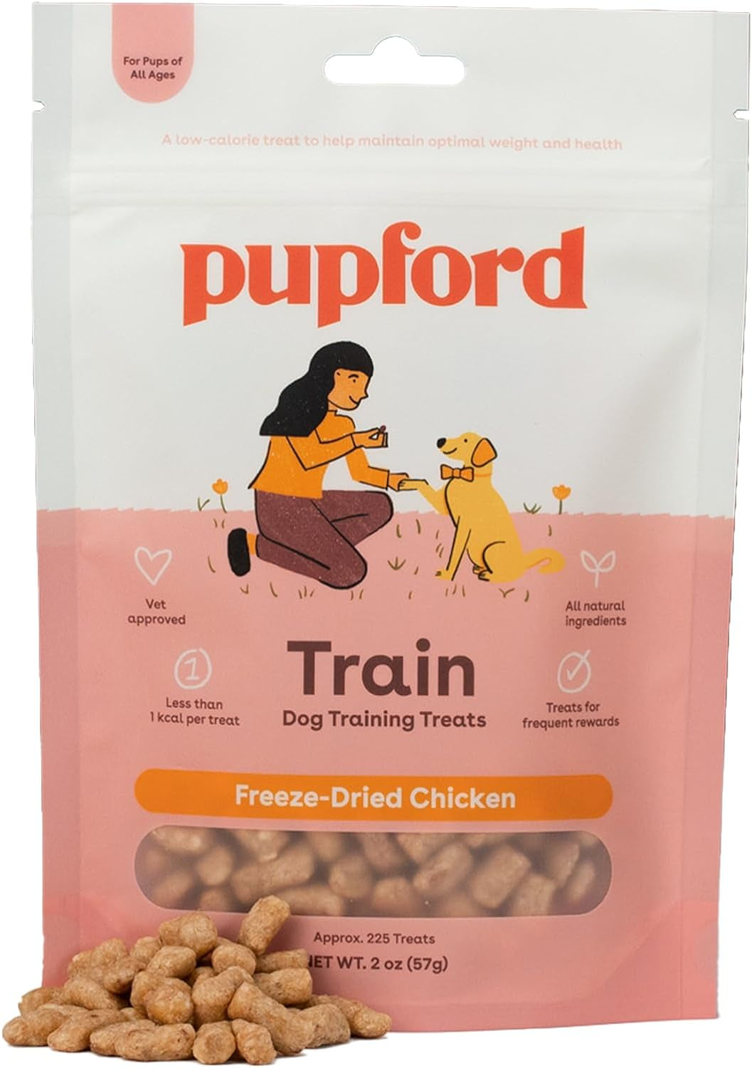 Pupford Freeze Dried Puppy & Dog Training Treats, 475+ Healthy, Natural, Low-Calorie Treats for Small, Medium, & Large Breeds (Chicken, 4 Oz)