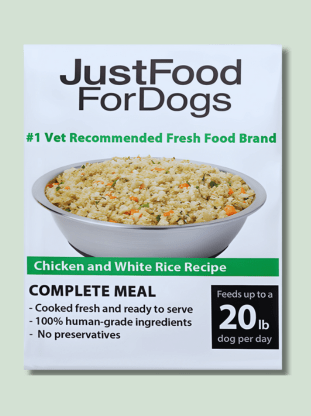 Justfoodfordogs Human Grade Chicken & White Rice Recipe: A delicious and nutritious meal for dogs made with real chicken and white rice.