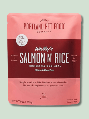 Front view of the Portland Pet Food Human Grade Beef and Rice recipe package, featuring a vibrant label showcasing a hearty serving of beef and rice, indicative of the wholesome, natural ingredients contained within.