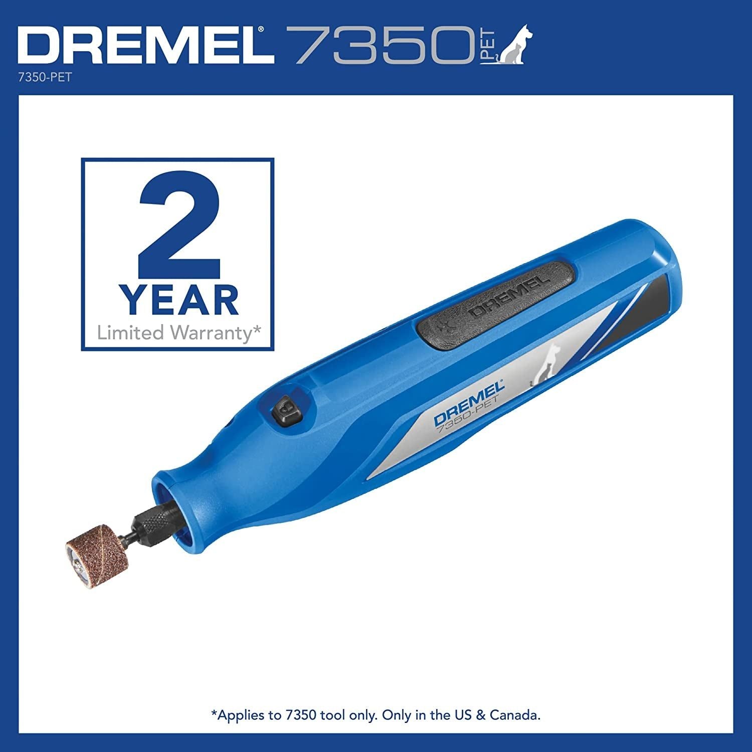 Dremel 7350-PET 4V Pet & Dog Nail Grinder, Easy-To-Use & Safe Nail Trimmer, Professional Pet Grooming Kit - Works on Large, Medium, Small Dogs & Cats - HappyTails