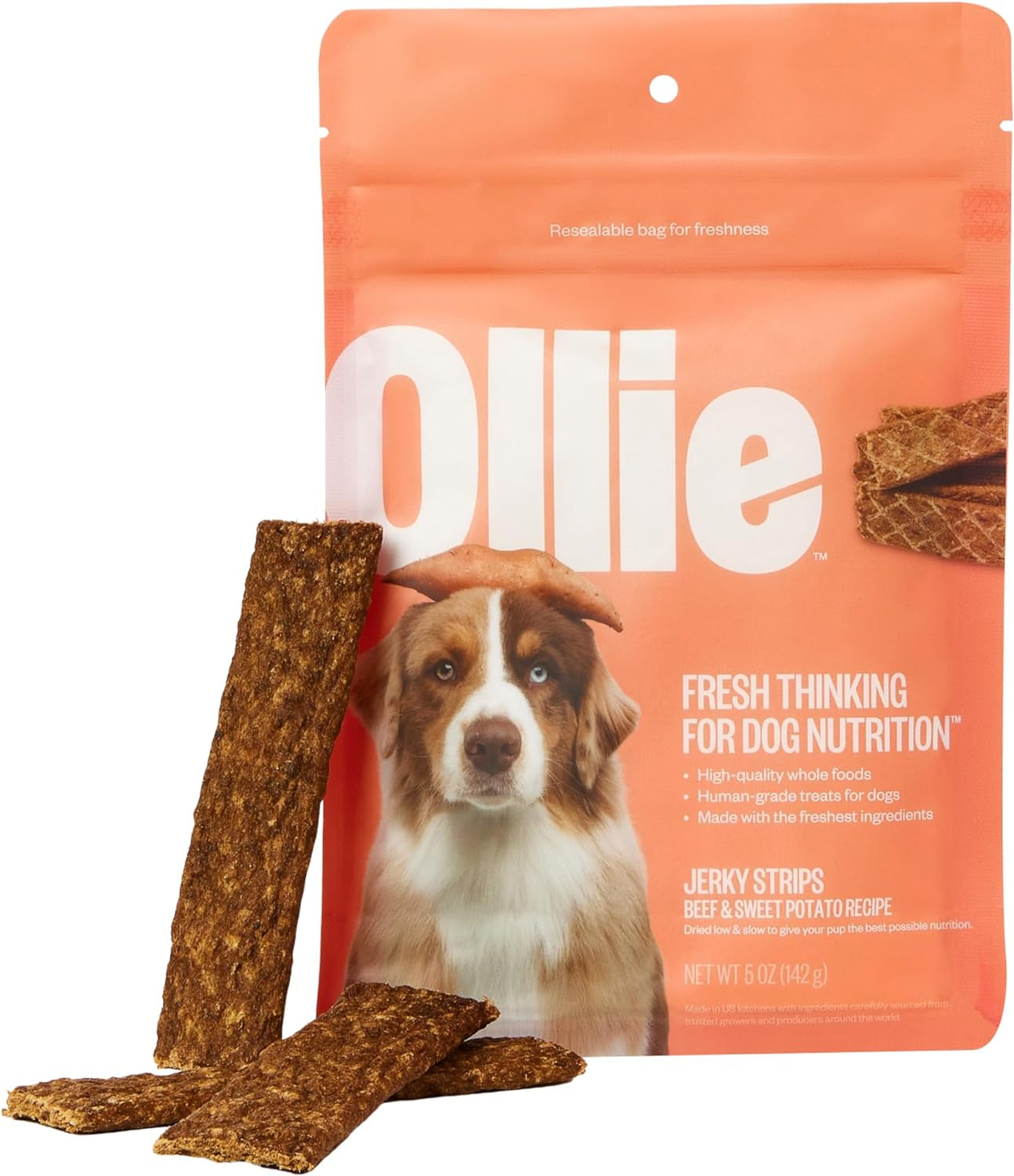 Ollie Chicken and Apple Recipe Jerky Dog Treats - Dog Jerky Treats All Natural - Healthy Dog Treats - Chicken Jerky for Dogs - Real Meat Dog Treats 5 Oz.