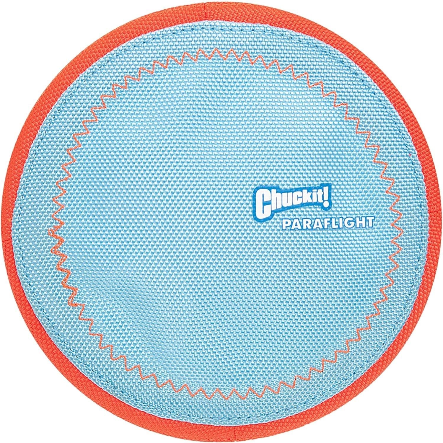 Chuckit! Paraflight Flying Disc Dog Toy, Large (9.75"), Orange and Blue - HappyTails