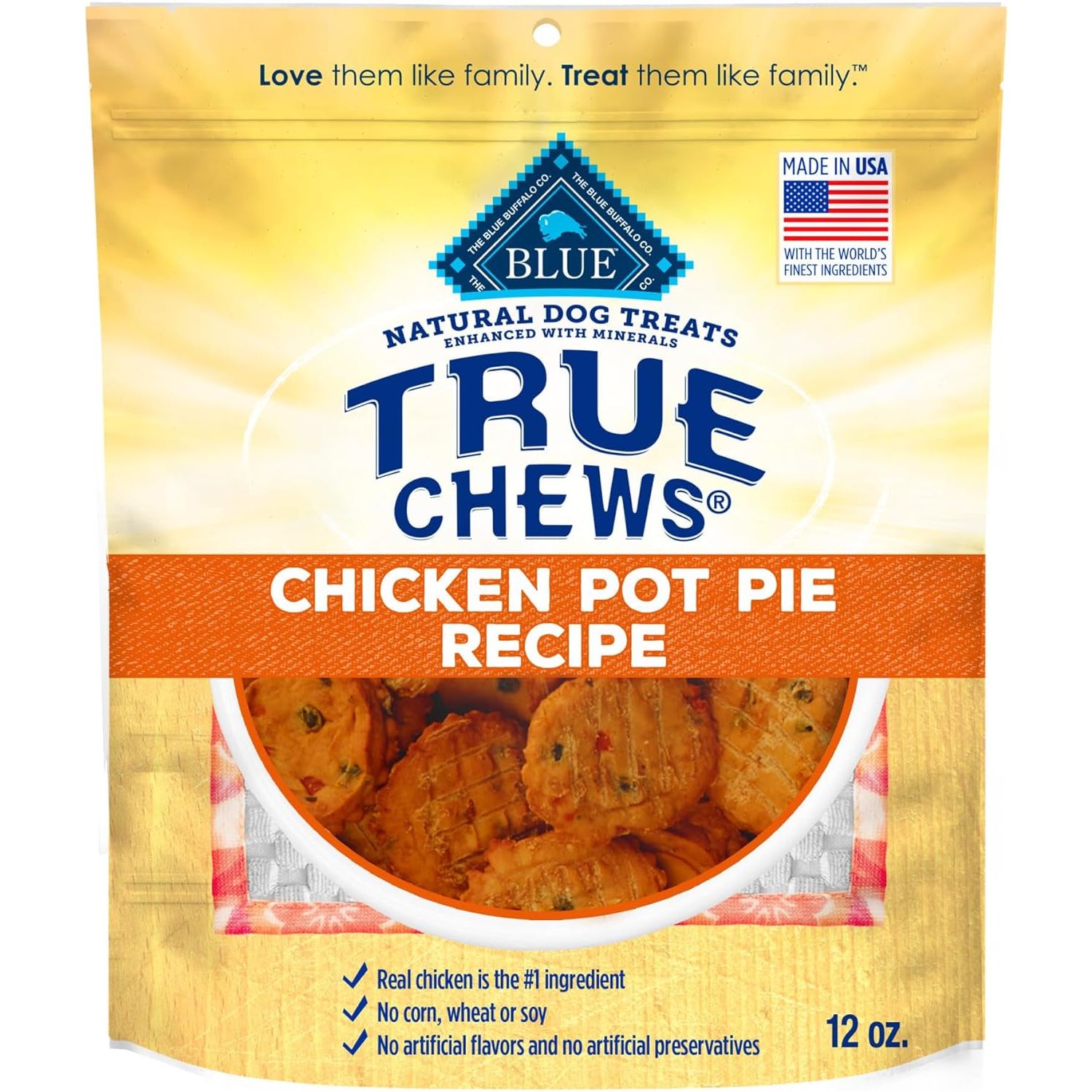 Blue Buffalo True Chews Premium Jerky Cuts Dog Treats, Made in the USA with Natural Ingredients and No Antibiotics Ever, Chicken, 4-Oz. Bag - HappyTails