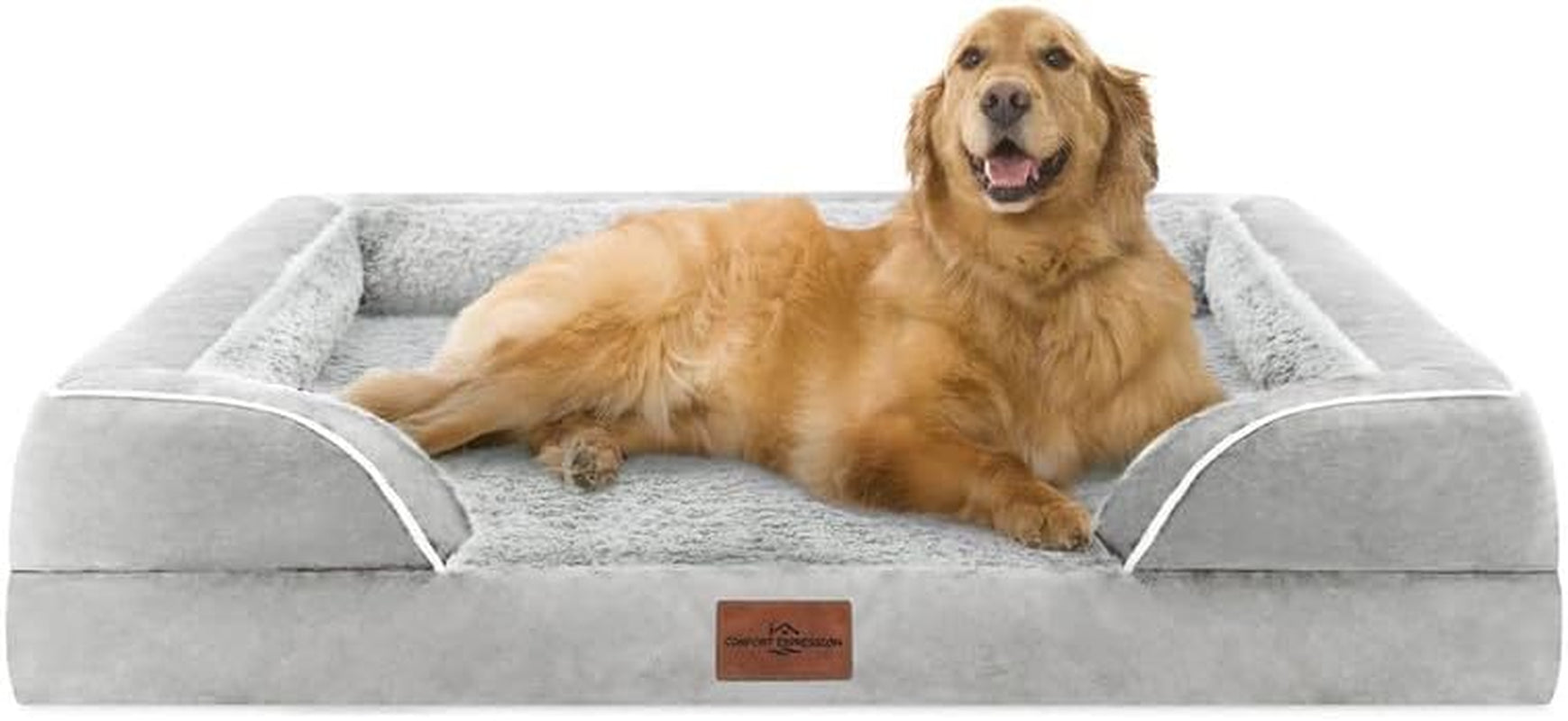 Waterproof Orthopedic Foam Dog Beds for Extra Large Dogs Durable Dog Sofa Pet Bed Washable Removable Cover with Zipper and Bolster