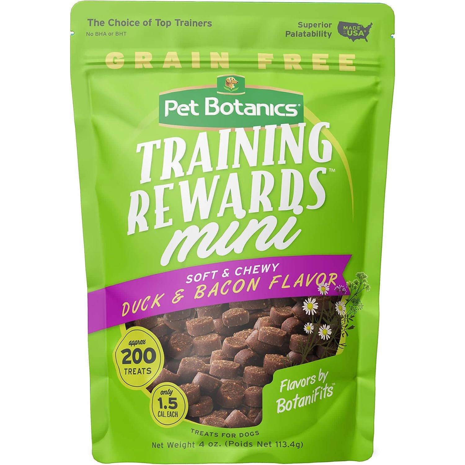 Pet Botanics Training Rewards Treats for Dogs, Made with Real Pork Liver, Focuses, Motivates, Rewards, Speeds up Learning Curve, No BHA, BHT, Ethoxyquin, Bacon, 20 Oz (1 Pack) - HappyTails