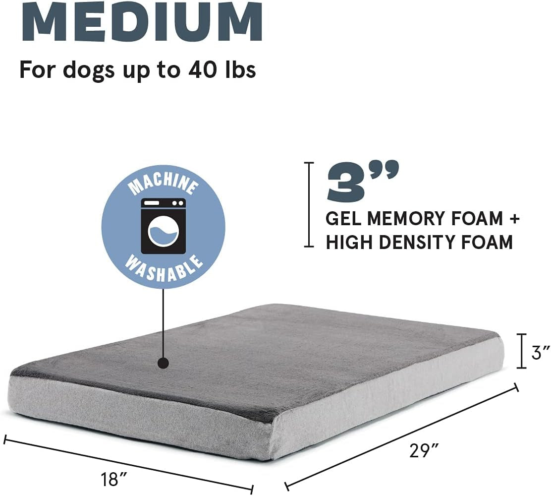 Barkbox Memory Foam Platform Dog Bed | Plush Mattress for Orthopedic Joint Relief (Medium, Grey)