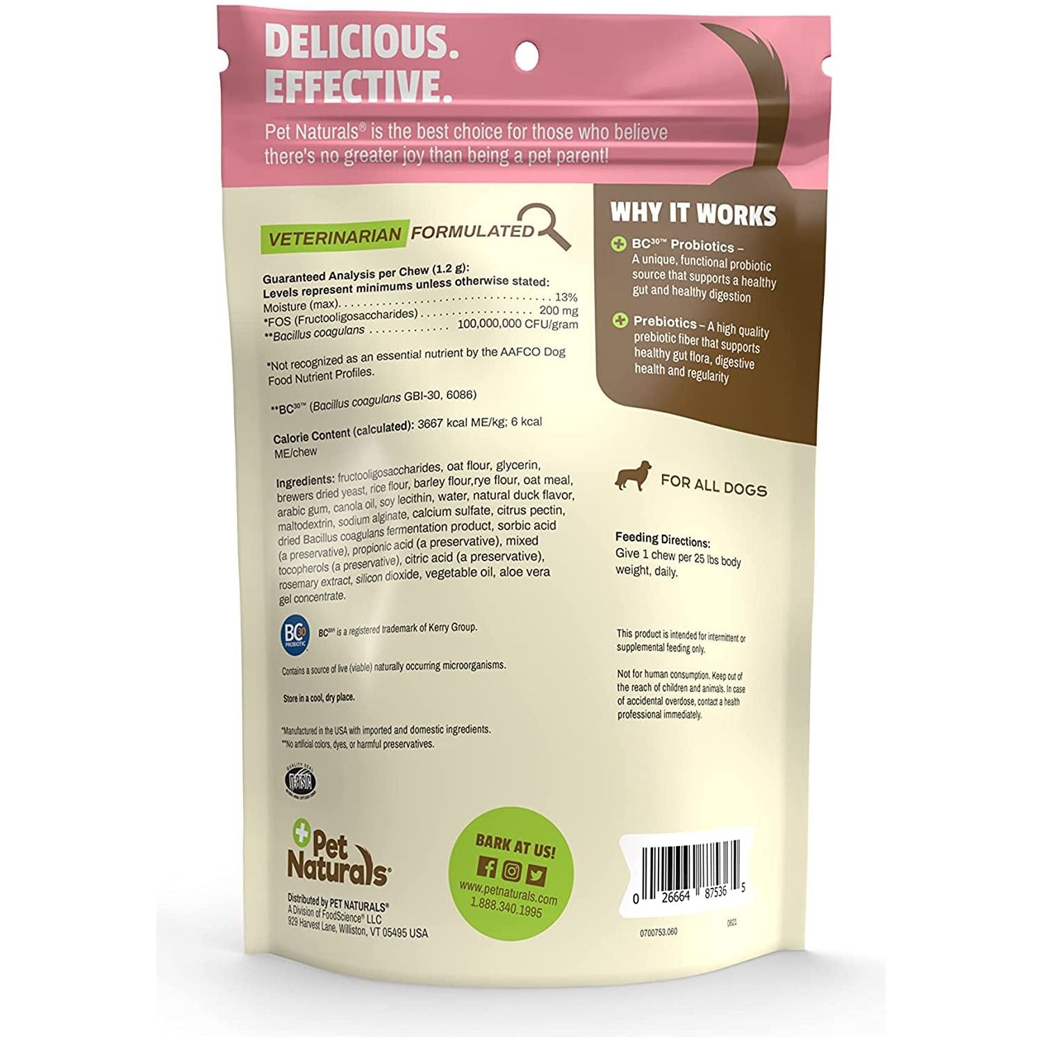 Pet Naturals Daily Probiotic, Digestive Support for Dogs, Duck Flavor, 60 Chews - HappyTails