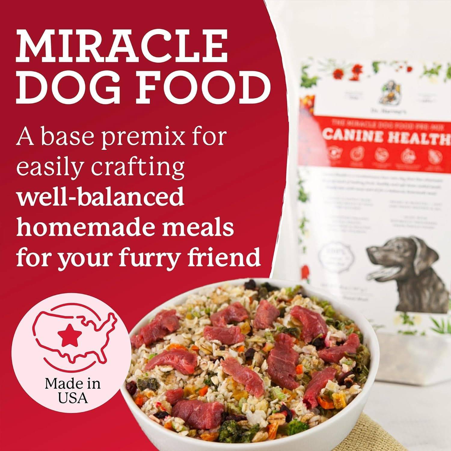 Premium miracle dog food, packed with essential nutrients for optimal health and vitality.