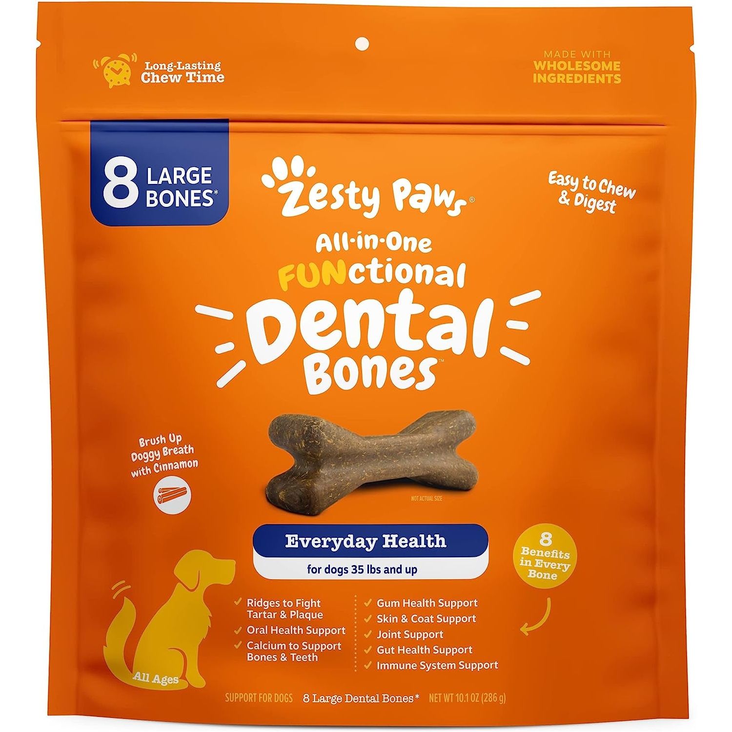 Zesty Paws Dental Bones for Small Dogs - Fights Tartar & Plaque - Gum, Teeth & Bone Health - Cinnamon for Dog Breath - Immune, Joint, Gut, Skin & Coat Support - Omega 3 EPA & DHA & Calcium - 28 Ct - HappyTails