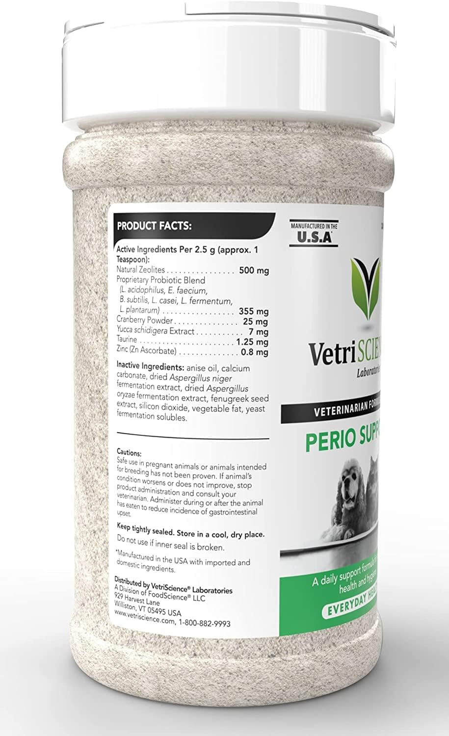 VETRISCIENCE Perio Support Teeth Cleaning Dental Powder for Dogs and Cats, up to 192 Servings – Clinically Proven to Reduce Plaque and Tartar