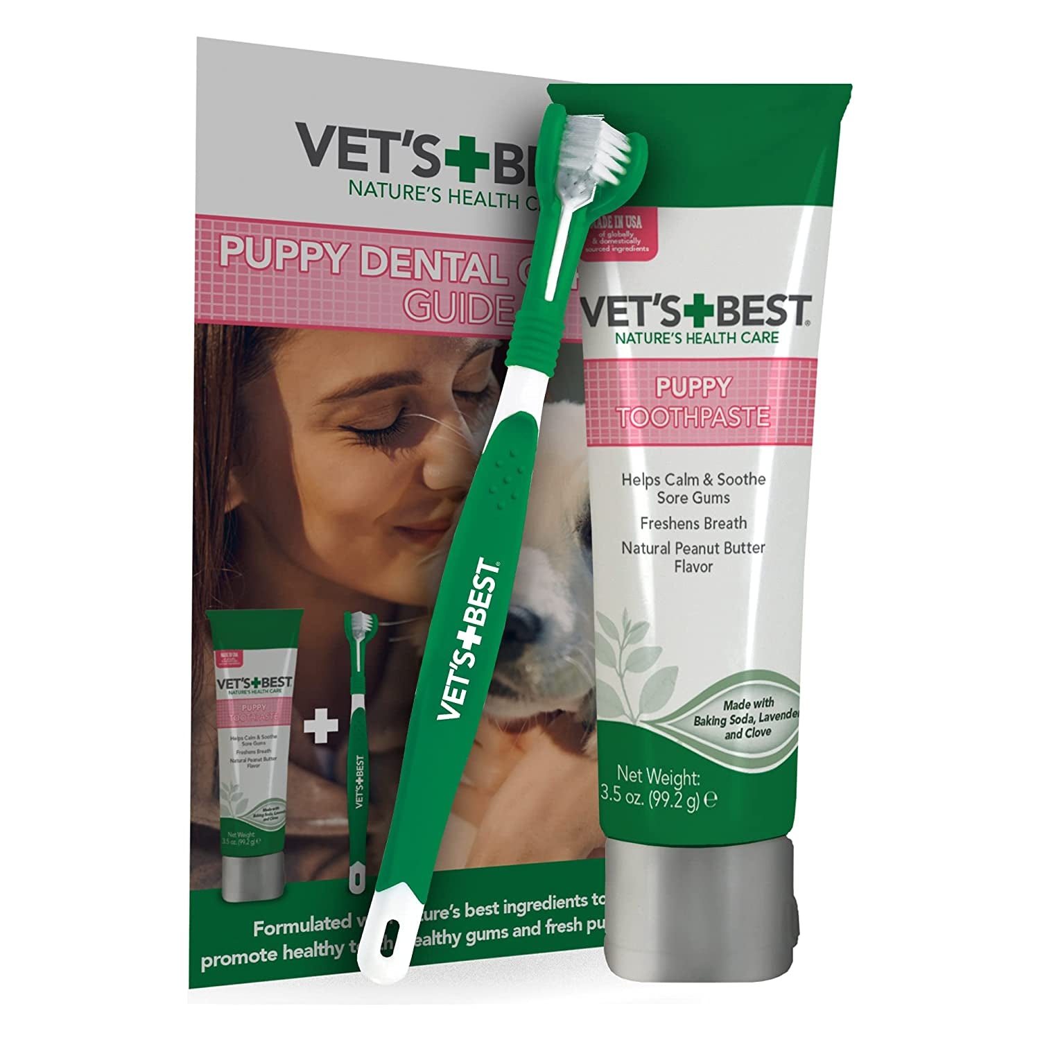 Vet'S Best Dog Toothbrush & Toothpaste Kit - Natural Ingredients Reduce Plaque, Whiten Teeth, Freshen Breath