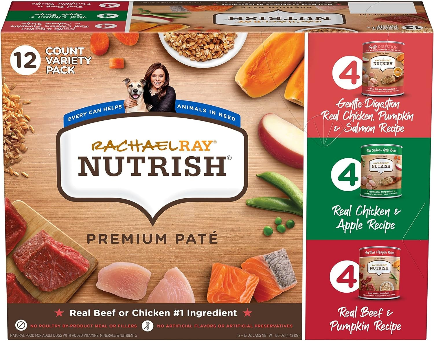 Rachael Ray Nutrish Gentle Digestion Premium Pate Wet Dog Food, Real Chicken, Pumpkin & Salmon, 13 Ounce Can (Pack of 12)