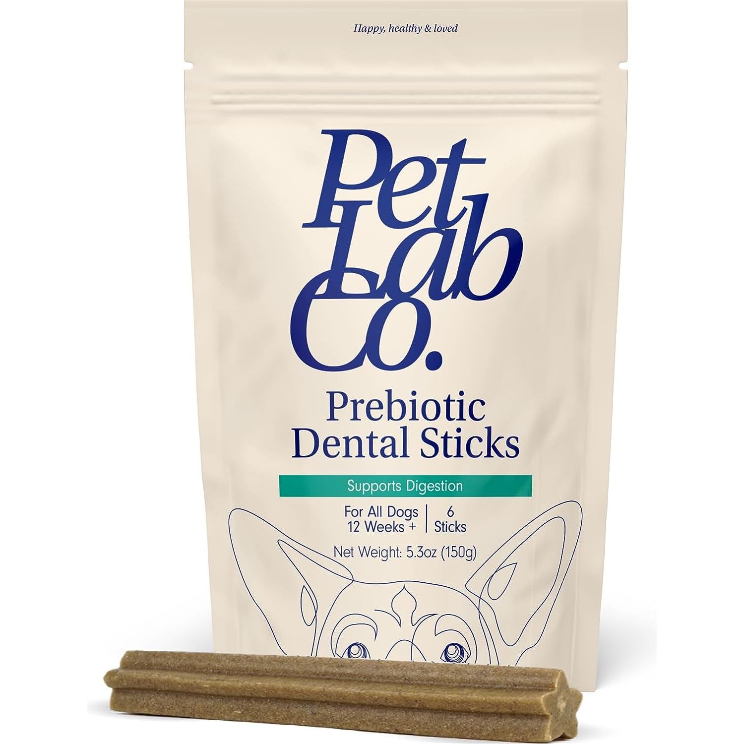 Petlab Co. Dental Sticks – Dog Dental Chews -Target Plaque & Tartar Build-Up at the Source - Designed to Maintain Your Dog’S Oral Health, Keep Breath Fresh and Provide Digestive Help (6 Sticks) - HappyTails