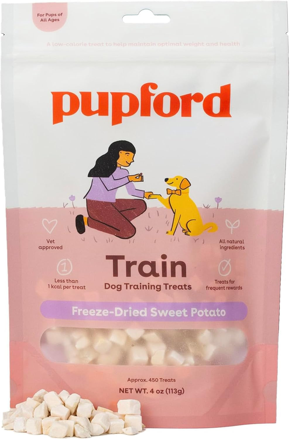 Pupford Freeze Dried Puppy & Dog Training Treats, 475+ Healthy, Natural, Low-Calorie Treats for Small, Medium, & Large Breeds (Chicken, 4 Oz)