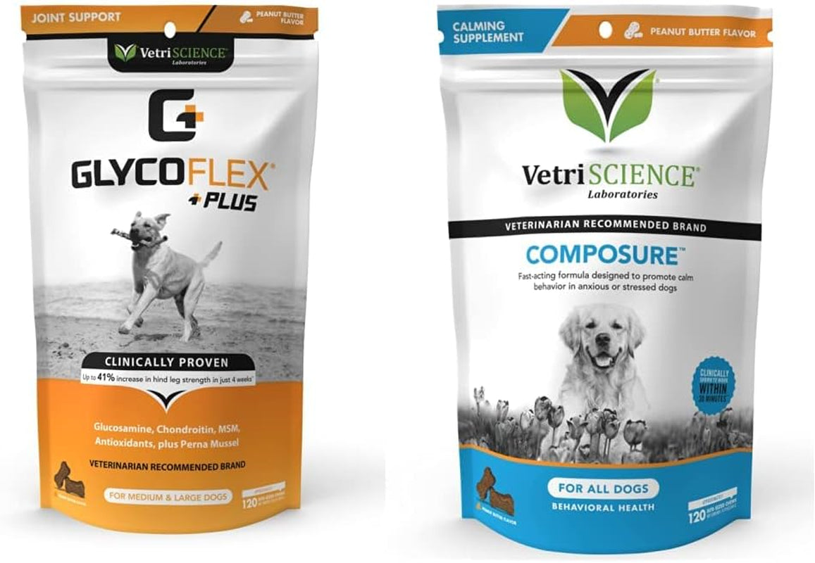 Vetriscience Glycoflex 3 Clinically Proven Hip and Joint Supplement for Dogs - Maximum Strength Dog Supplement with Glucosamine, MSM, Green Lipped Mussel & DMG - 120 Chews, Chicken Flavor​