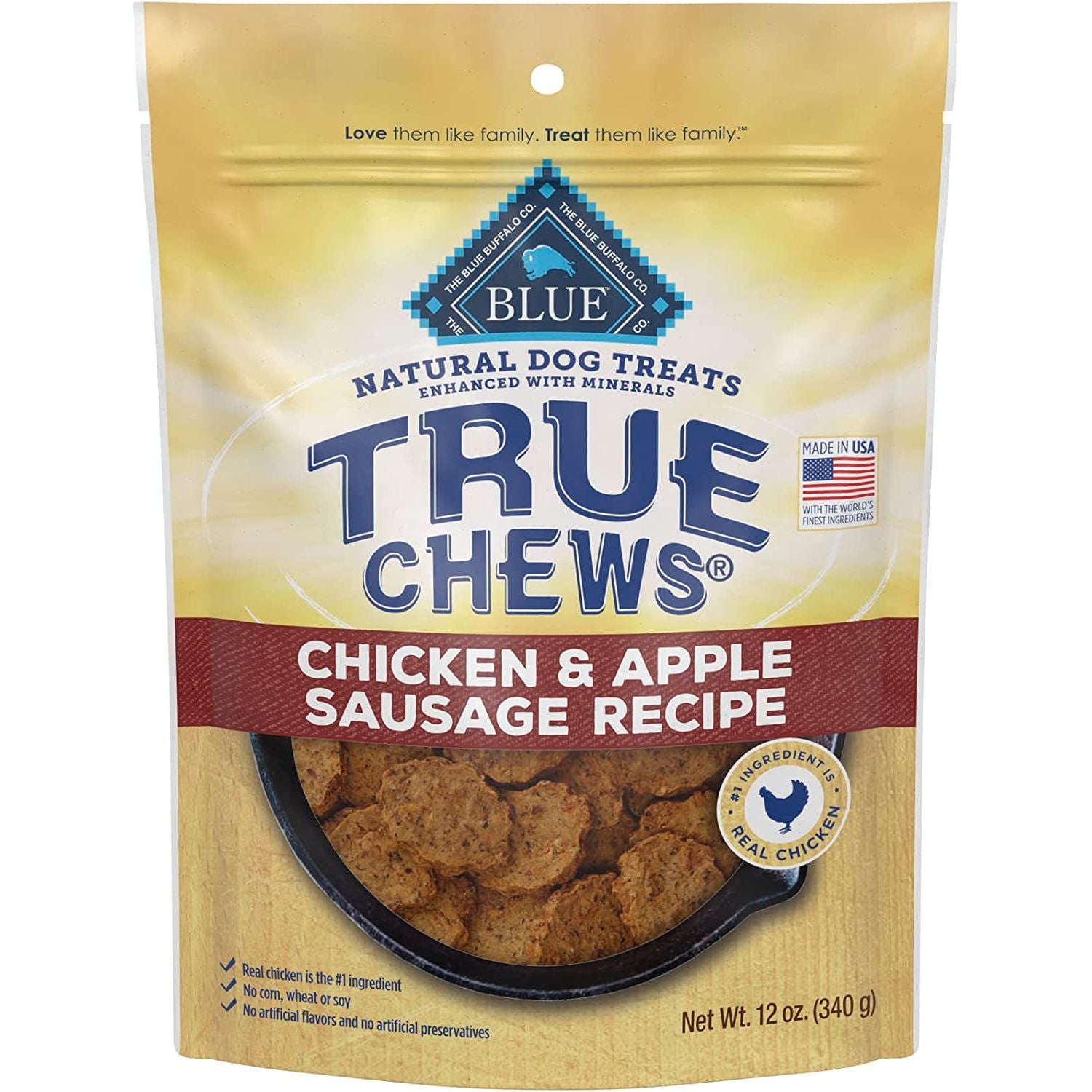 Blue Buffalo True Chews Premium Jerky Cuts Dog Treats, Made in the USA with Natural Ingredients and No Antibiotics Ever, Chicken, 4-Oz. Bag - HappyTails