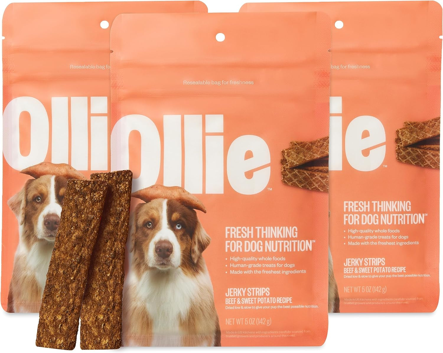 Ollie Chicken and Apple Recipe Jerky Dog Treats - Dog Jerky Treats All Natural - Healthy Dog Treats - Chicken Jerky for Dogs - Real Meat Dog Treats 5 Oz.