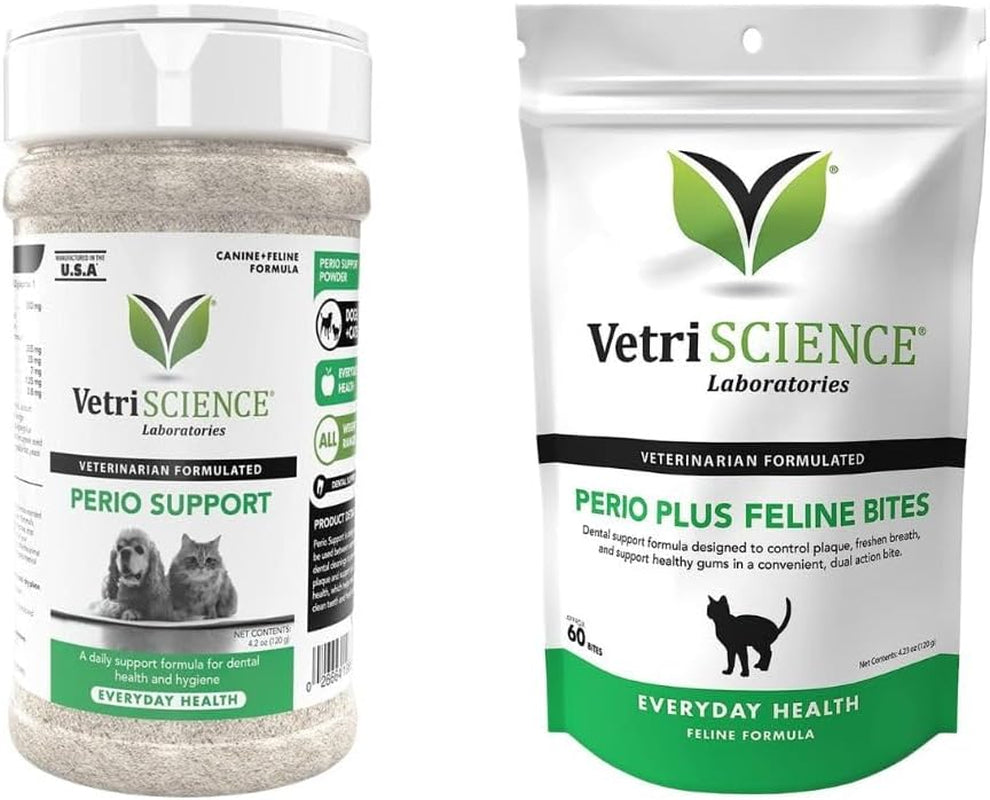 VETRISCIENCE Perio Support Teeth Cleaning Dental Powder for Dogs and Cats, up to 192 Servings – Clinically Proven to Reduce Plaque and Tartar