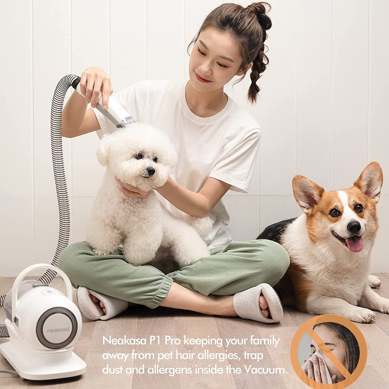 Neabot Neakasa P1 Pro Pet Grooming Kit & Vacuum Suction 99% Pet Hair, Professional Clippers with 5 Proven Grooming Tools for Dogs Cats and Other Animals - HappyTails