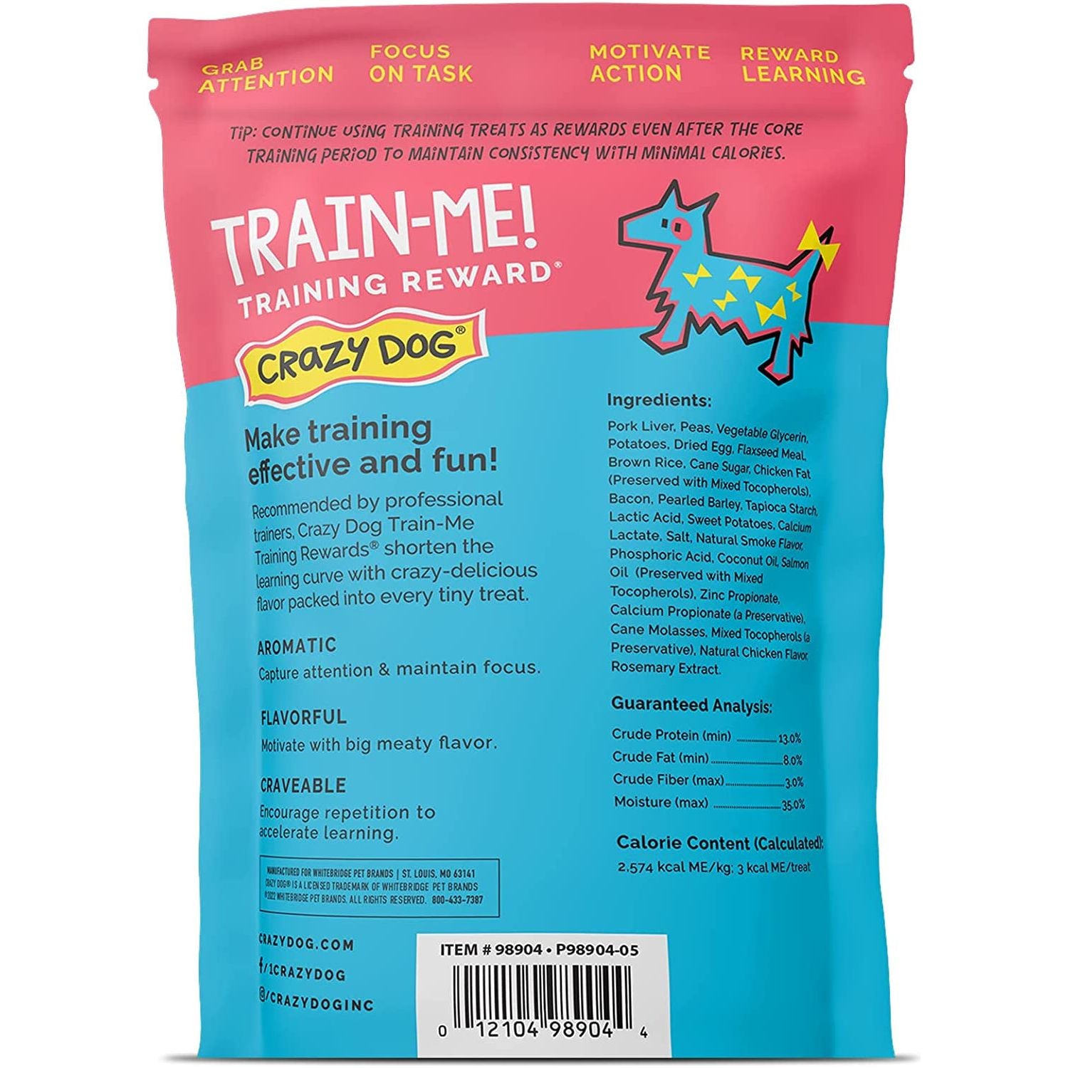 Crazy Dog Train-Me! Training Reward Dog Treats 16 Oz., Bacon Regular - HappyTails