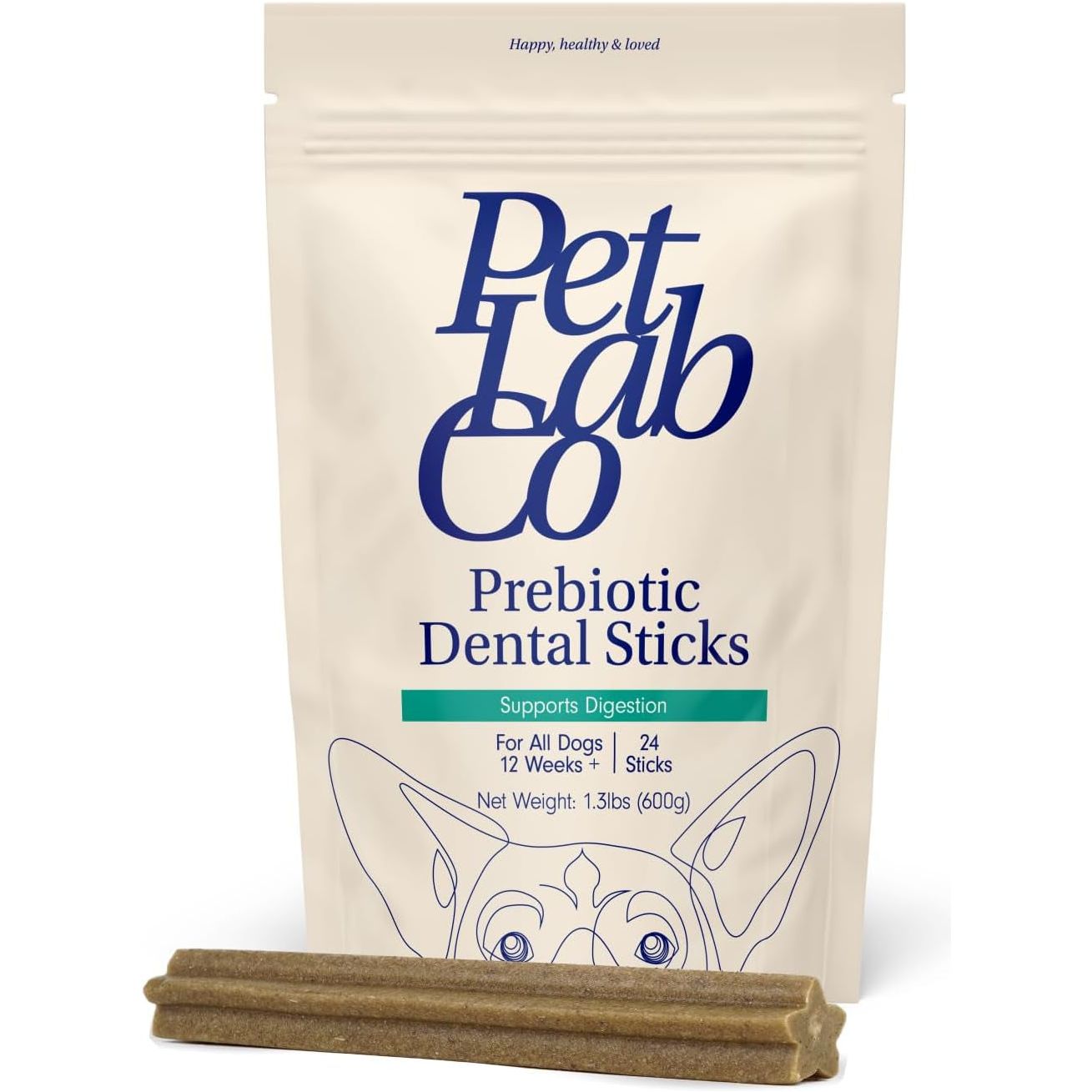 Petlab Co. Dental Sticks – Dog Dental Chews -Target Plaque & Tartar Build-Up at the Source - Designed to Maintain Your Dog’S Oral Health, Keep Breath Fresh and Provide Digestive Help (6 Sticks) - HappyTails