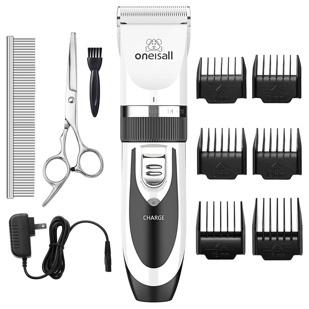 Oneisall Dog Shaver Clippers Low Noise Rechargeable Cordless Electric Quiet Hair Clippers Set for Dogs Cats Pets - HappyTails