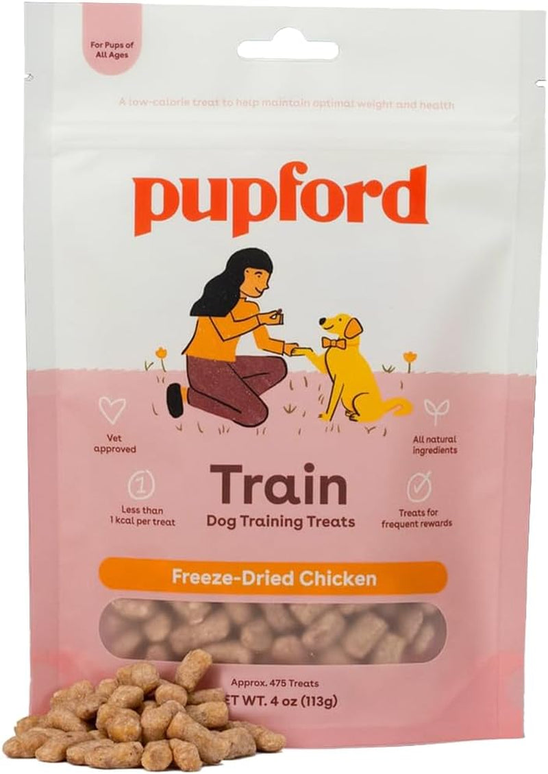 Pupford Freeze Dried Puppy & Dog Training Treats, 475+ Healthy, Natural, Low-Calorie Treats for Small, Medium, & Large Breeds (Chicken, 4 Oz)