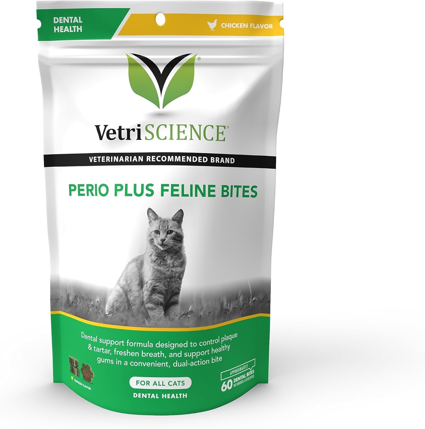 VETRISCIENCE Perio Support Teeth Cleaning Dental Powder for Dogs and Cats, up to 192 Servings – Clinically Proven to Reduce Plaque and Tartar