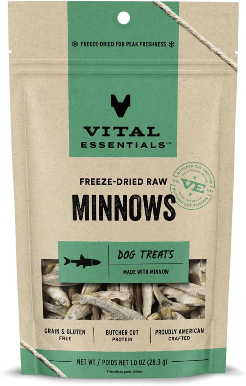 Vital Essentials Freeze Dried Raw Single Ingredient Dog Treats, Minnows, 2.5 Oz