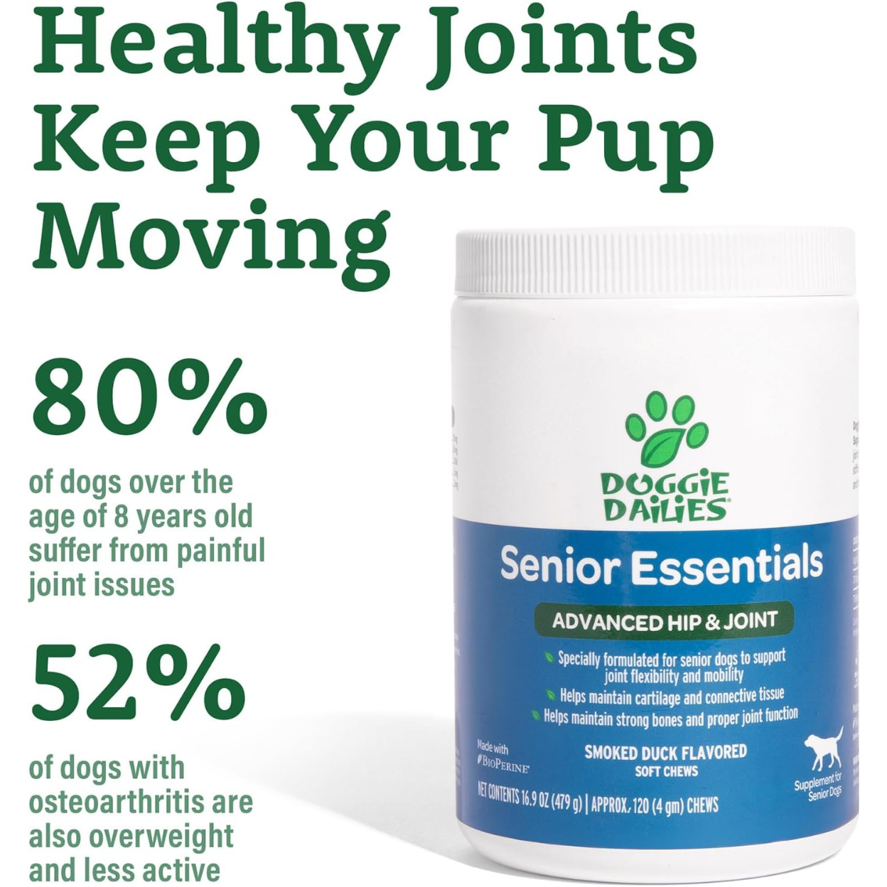 Doggie Dailies Glucosamine for Dogs - 225 Chews - Joint Supplement for Dogs of All Breeds & Sizes - Hip and Joint Supplement for Dogs - Premium Glucosamine and Chondroitin for Dogs (Chicken) - HappyTails