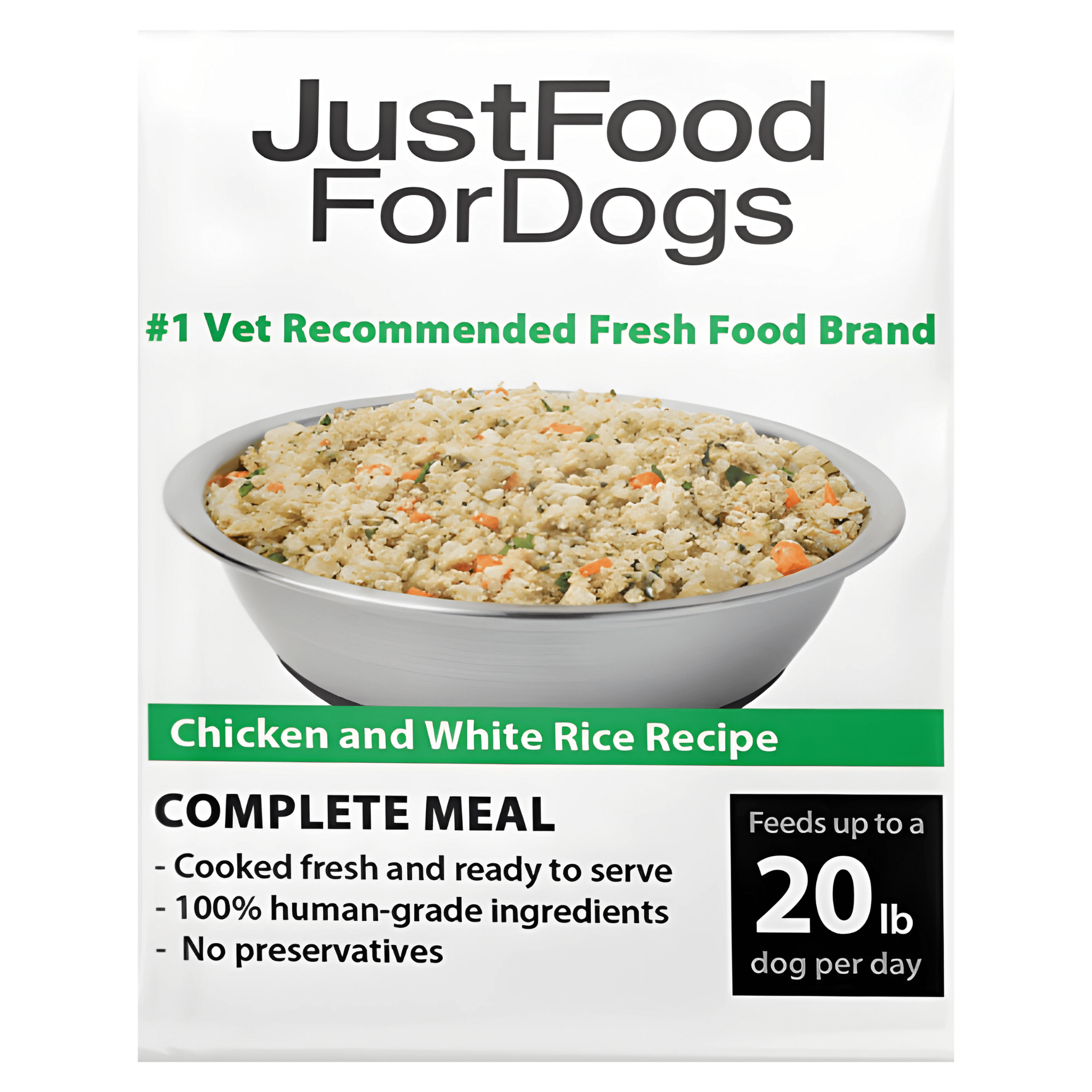 Justfoodfordogs Human Grade Chicken & White Rice Recipe: A delicious and nutritious meal for dogs made with real chicken and white rice.